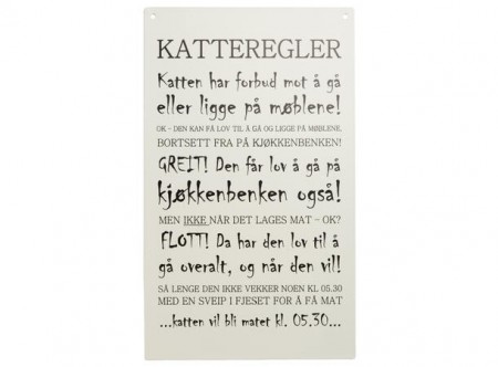 Skilt avlangt Katteregler