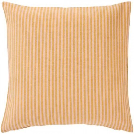 Putetrekk med mustard og lyserøde smale striper