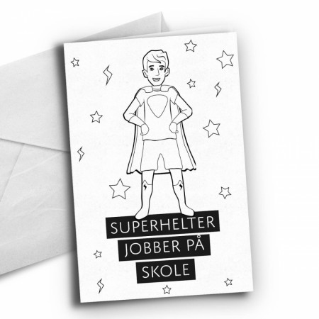 Kort, Superhelter jobber på skole, mann