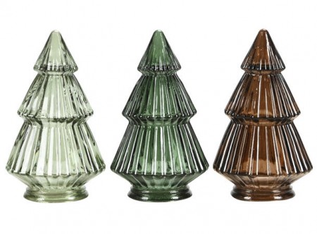Juletre stripet glass, brun