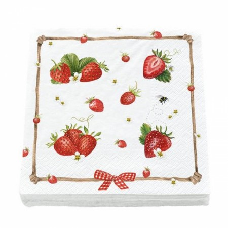 Servietter, jordbær og humle