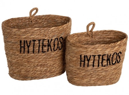 Hyttekos kurv fletttet, natur 