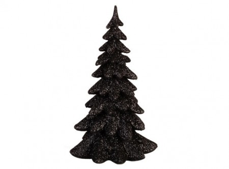 Juletre sort gullglitter 15 cm