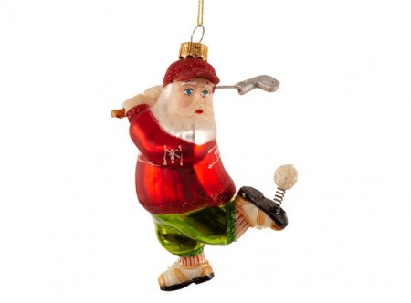 Golfnisse juletrepynt i glass