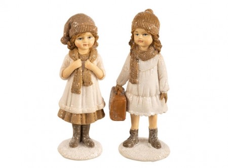 Barn vinter m/skjerf og veske, beige/brun