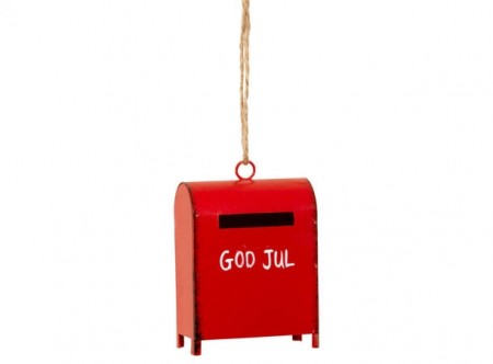 Postkasse God Jul rød 4,5x6 cm