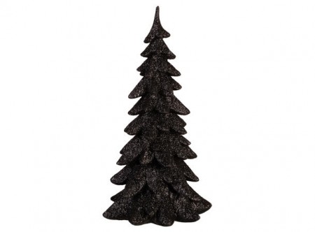 Juletre sort gullglitter 24,5 cm