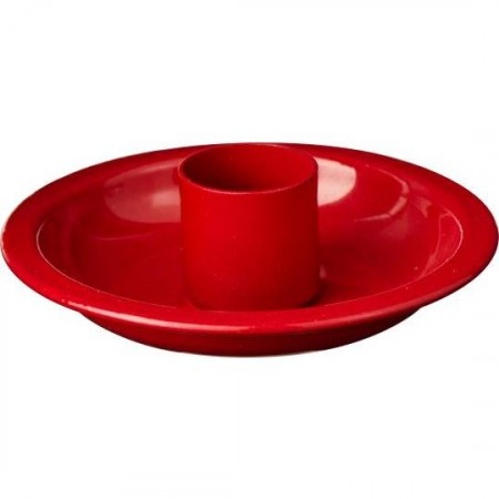 Rød lysestake metall, til bedelys