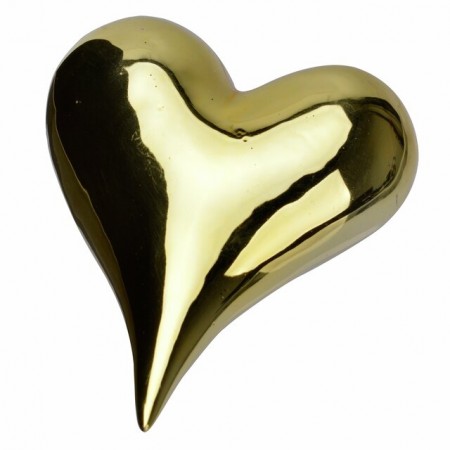 Hjerte porselen, gull, H11 cm