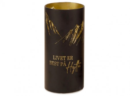 Lyslykt LED Livet på hytta sort 7x15 cm