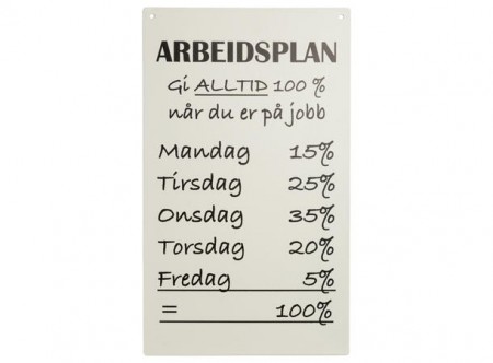 Skilt avlangt Arbeidsplan