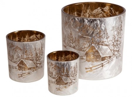 3-PK Lysglass frostet vinterhytte