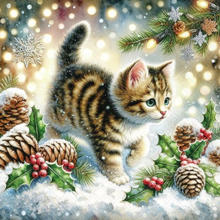 Servietter Katt i snøen