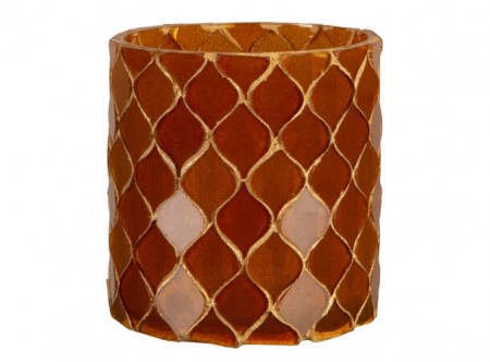 Lysglass mosaikk oker, 7x8 cm
