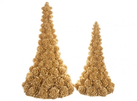Juletrær med kongler gull 2-pk