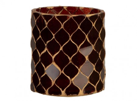 Lysglass mosaikk burgunder, 7x8 cm